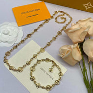 Louis Vuitton Traditional Logo Necklace & Bracelet Set