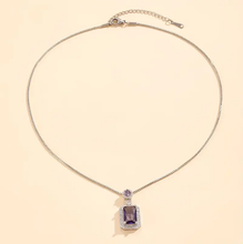 Load image into Gallery viewer, Zircon Pendant Necklace Square with Cubic Zirconia Stones
