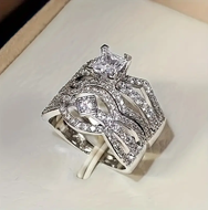 White Zircon Engagement Ring Set