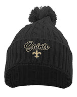 643K New Orleans Saints Embroidery Cable Knit Pom-Pom Beanie