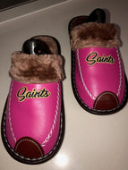New Orleans Saints Custom Logo Ladies Pink Fuzzy Slippers