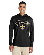 Load image into Gallery viewer, New Orleans Saints Custom Long Sleeve Dry-Fit Hoodie (Script Logo)

